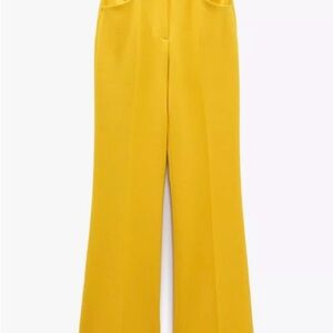 Zara Yellow Wide Leg Pants High Waisted Flare